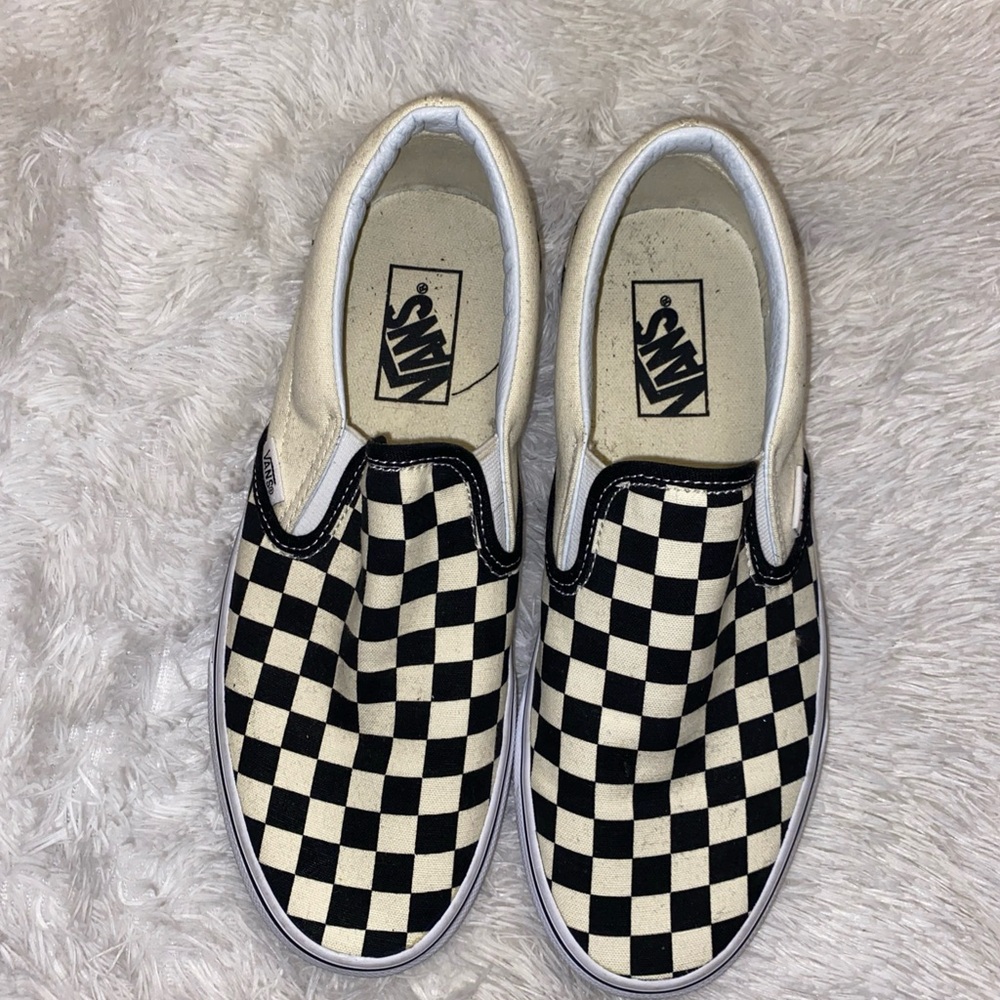 Vans Black and White Checkerboard Slip-Ons